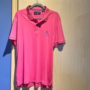 Original Penguin Men's Mega Pete Polo Shirt Bright Pink Size XL